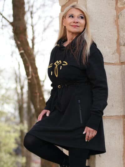 BLACK HOODIE DRESS 2