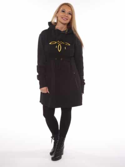 HOODIE DRESS - BLACK - FRONT 1