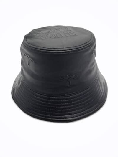 BUCKET HAT - BLACK EMBOSSED ANGLE