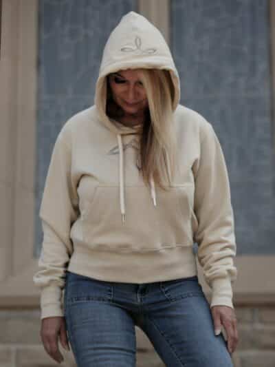 CATALOG - VIBE CUT CROP - HOODIE - STONE BEIGE - 5